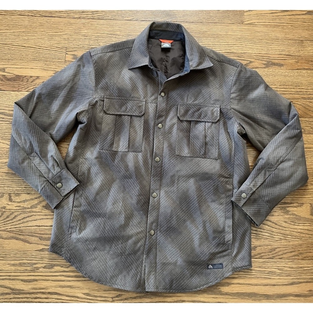 Nike Men L ACG Quilt Lined Snap Shirt Jacket Shadow Black Plaid Vintage Rare EUC